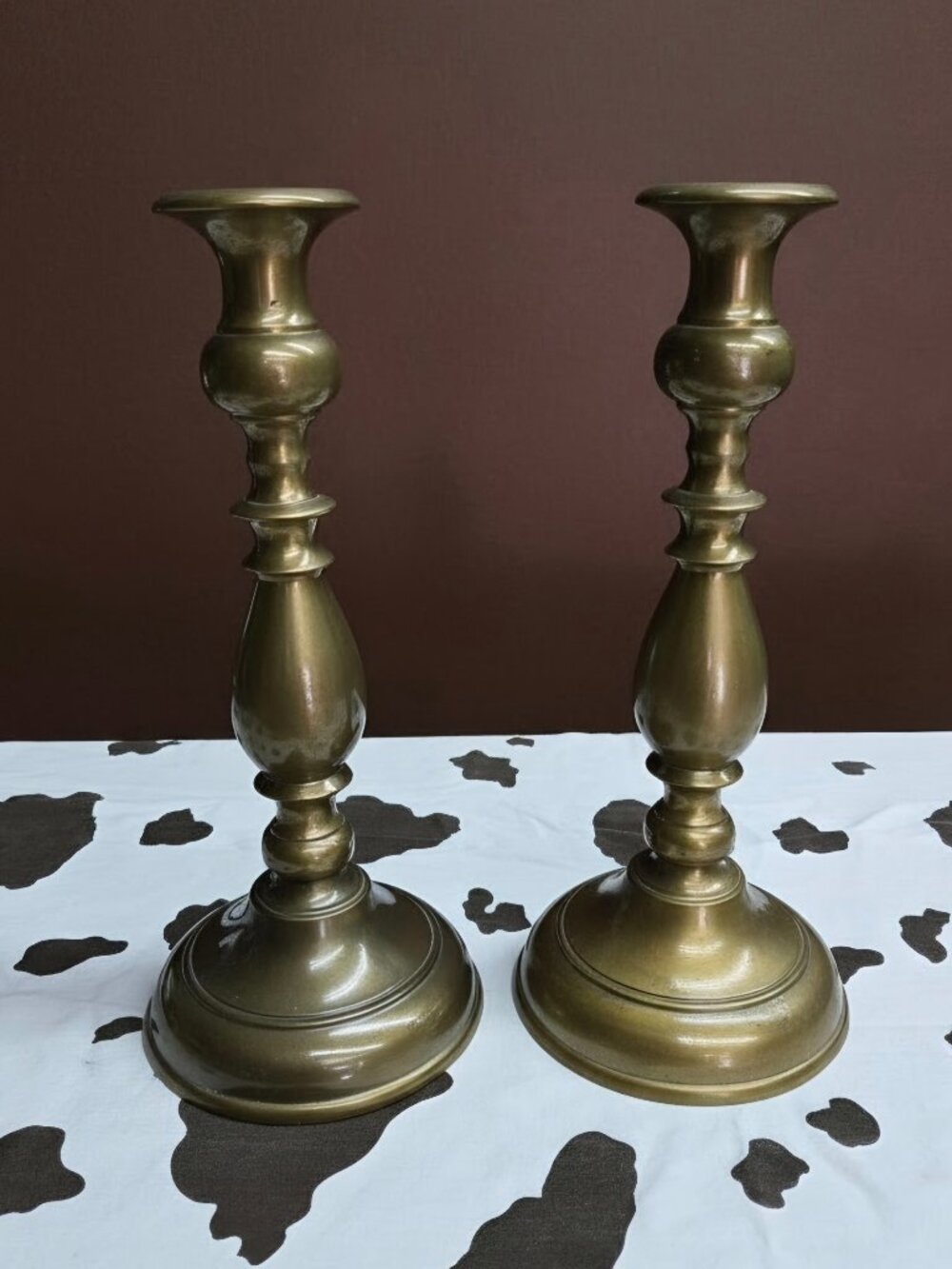 Vintage Virginia Metalcrafters Solid Brass Candlestick Holders Pair Heavy